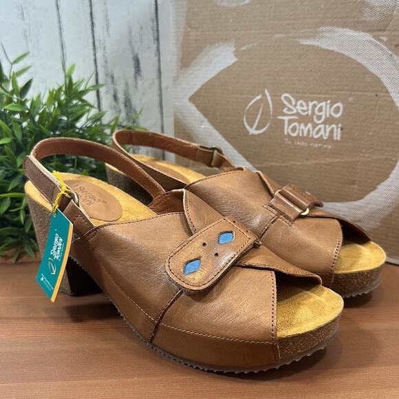 Sergio Tomani Pluma Leather Heeled Sandals Size 39 - Picture 3 of 12